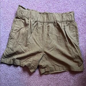 Tan Shorts with Elastic Waistband and Relaxed Fit